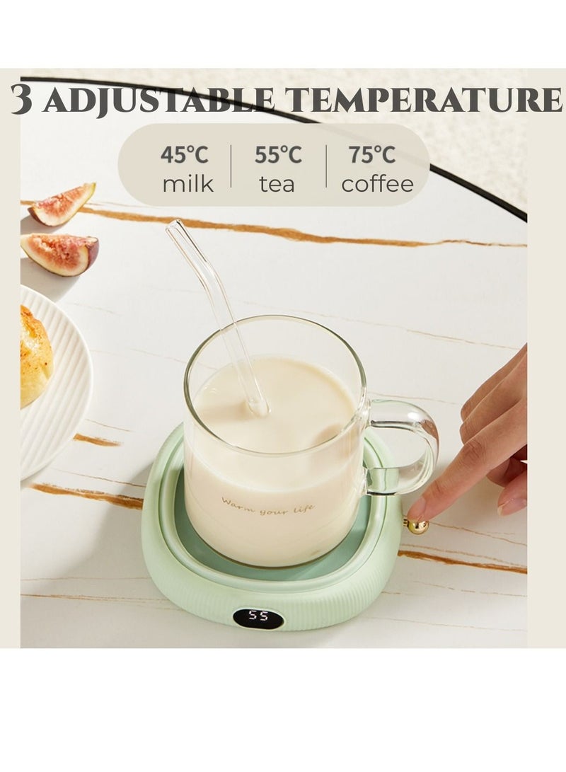 OIDIRE Electric Cup Warmer for Desk with 350ml Glass Cup Mug Warmer Coffee Warmer with 3 Temperature Settings 8 hours Auto Shut Off - Image 3