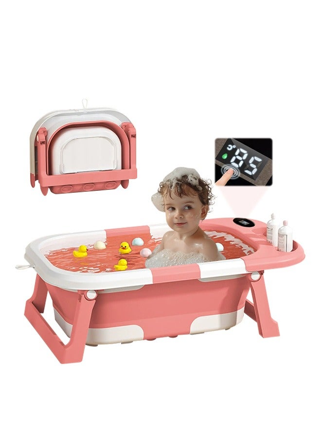 حوض استحمام محمول للسفر، حوض استحمام قابل للطي للأطفال الرضع والأطفال الصغار مع شاشة عرض درجة الحرارة، طقم حوض استحمام قابل للطي - Image 1