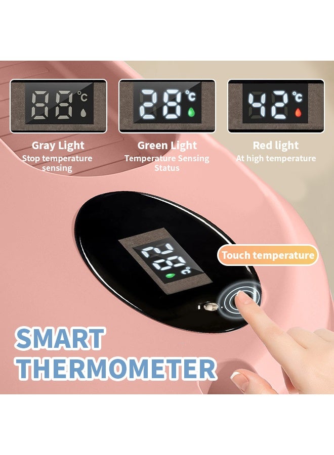 حوض استحمام محمول للسفر، حوض استحمام قابل للطي للأطفال الرضع والأطفال الصغار مع شاشة عرض درجة الحرارة، طقم حوض استحمام قابل للطي - Image 3