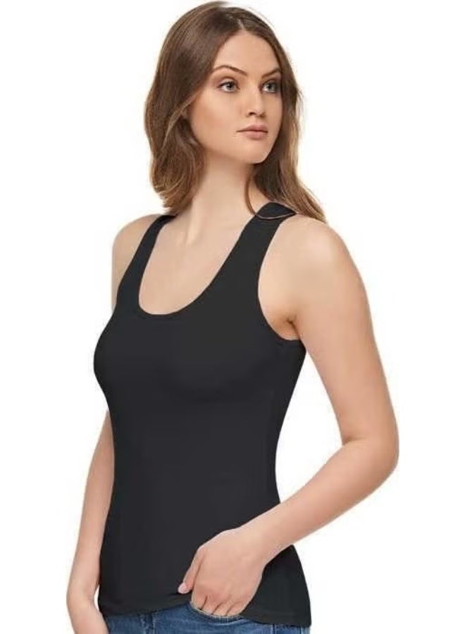 Tutku Elit Women's Elastane Wide Strap Undershirt - Black - Image 2
