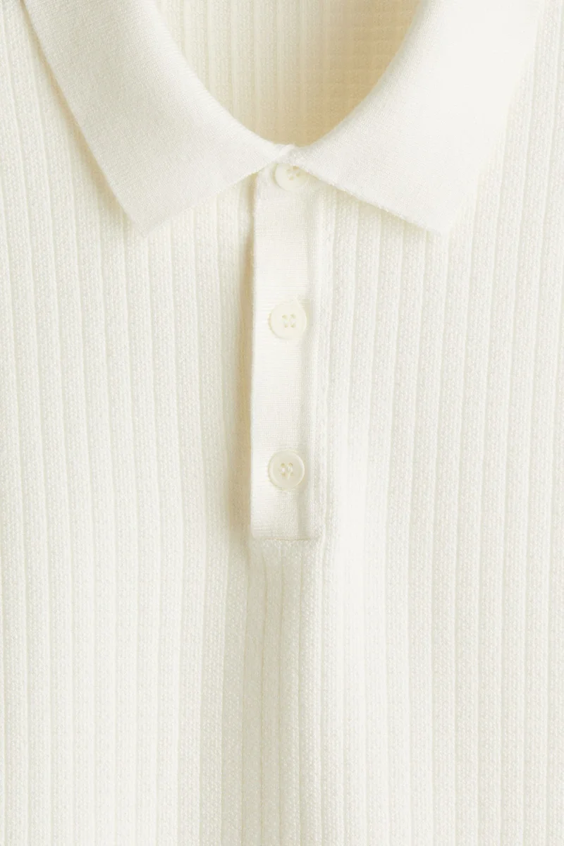 اتش اند ام Regular Fit Textured-knit polo shirt