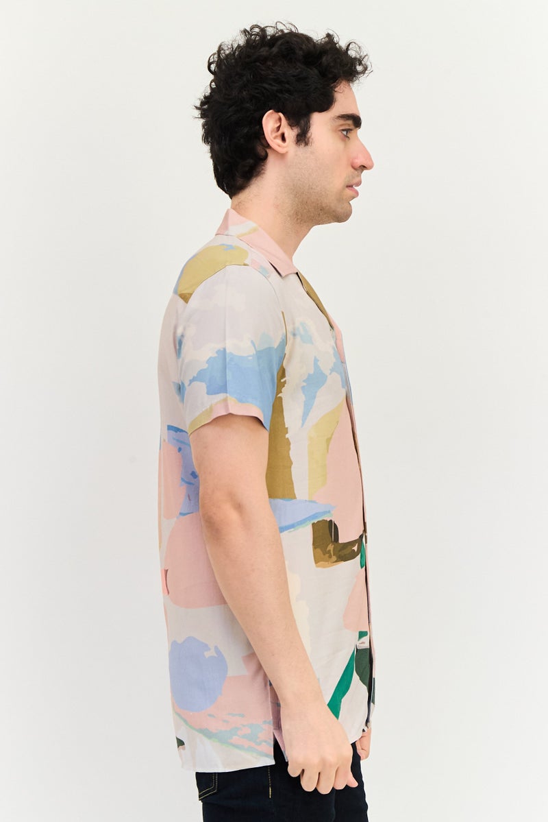 JACK & JONES قميص رجالي مريح بقصة مريحة بأكمام قصيرة بتصميم مطبوع، متعدد الألوان - Image 3