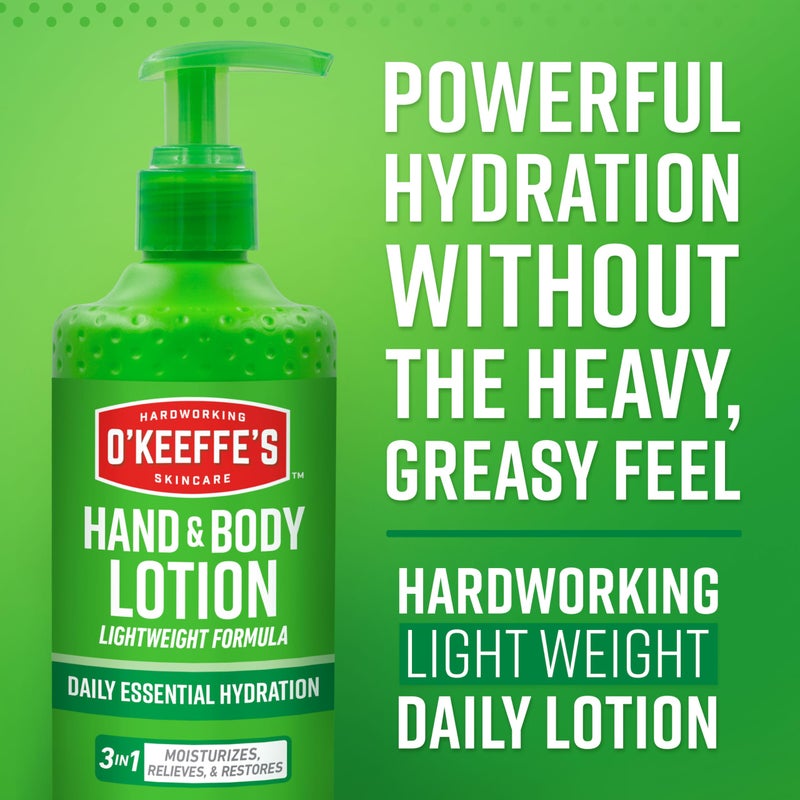 O'Keeffe's Hand and Body Lotion with Glycerin and Shea Butter - 12 oz Pump (1 Pack) - Daily Essential Hydration, Heals & Relieves Extremely Dry Skin - Image 3