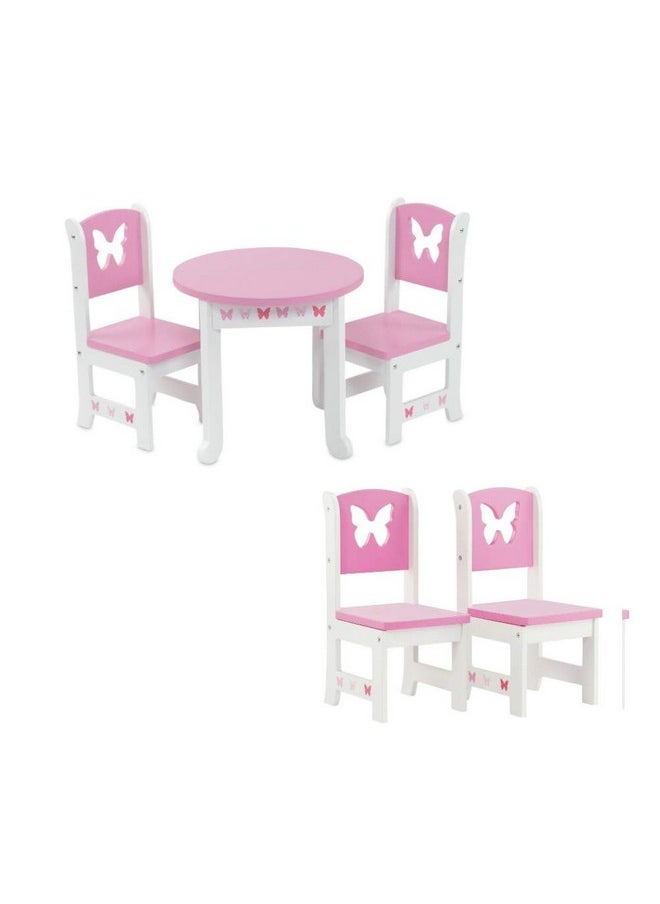 Emily Rose 18 Inch Doll Furniture Kitchen Table And 4 Chair Dining Value Gift Set Butterfly Theme ; Fits 16"18" Dolls  - Image 1