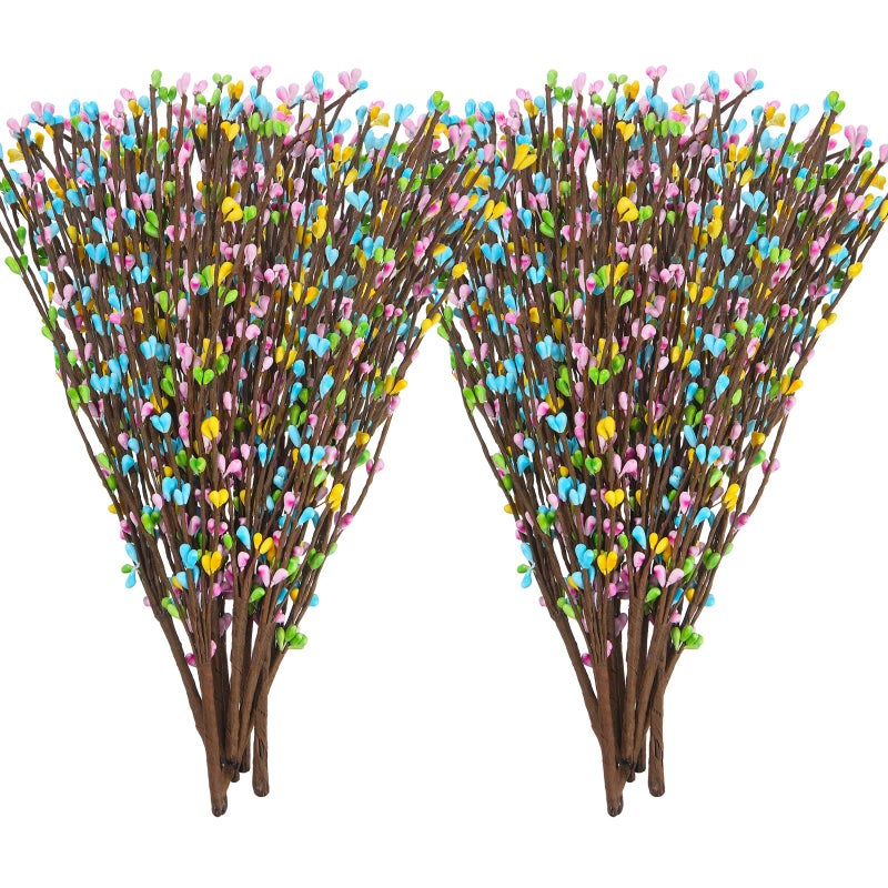 Juinte 5 Packs Easter Berry Garland Artificial Sprays Wire Spring Pip Berry Decorative Garland Picks Floral Pip Picks Stems for Easter Crafts Floral Arrangement Wreath Making - Image 2