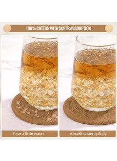 Zibuyu ZIBUYU® 8Pcs Coaster Set with a Metal Coaster Organizer Holder, 4.3 Inches Creative Cotton Rope Woven Coasters, Minimalist Tea Coaster Handicraft Coasters for Dining Table for Hot Pots - 4 Color  - Image 4