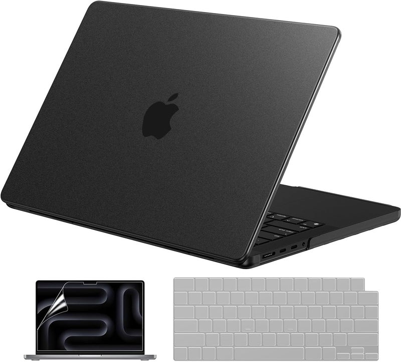 EooCoo Case Compatible with MacBook Pro 14 inch M5 2026-2021 M4 M3 M2 M1 Pro/Max Chip, Official Color-Matched Armor, Frosted Hard Shell Cases with Keyboard Cover, Screen Protector - Matte Space Black - Image 1