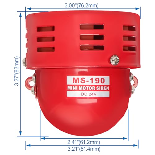 Baomain Alarm Sound Motor High Power Buzzer Siren DC 24V 120DB 2.20A MS-190 (24V DC) - Image 4