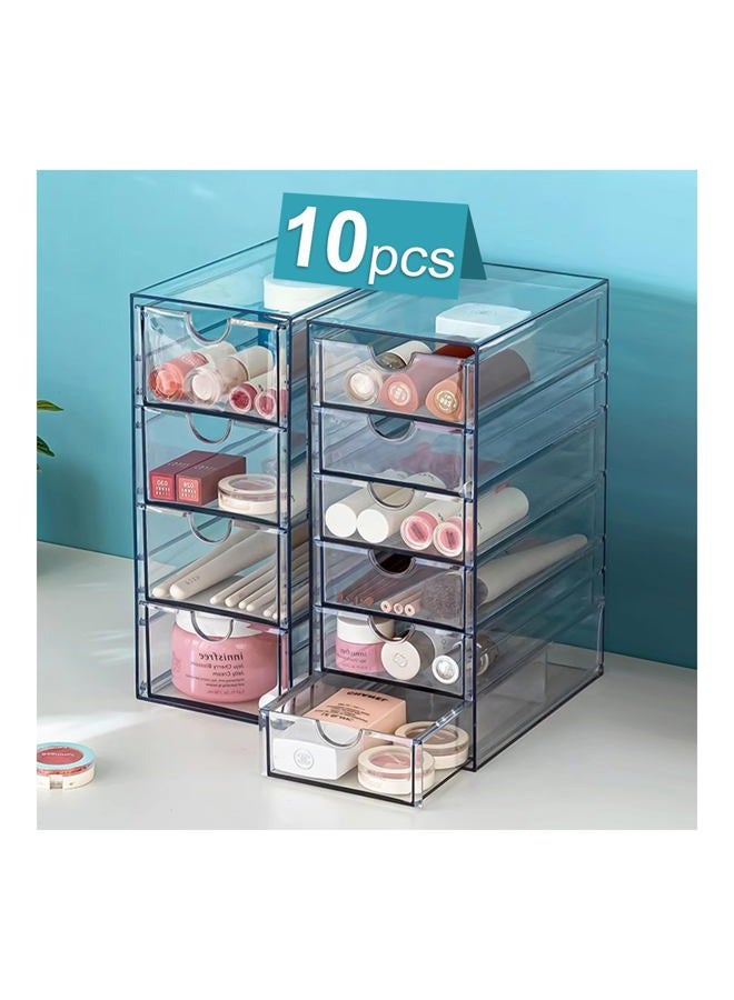 UDUK Acrylic Drawer Organizer with 10 Drawers, 2 Set Craft Organizers and Storage, Clear Storage Drawers, Desk Drawer Organizer for Vanity, Office Supplies, Jewelry, Pen - Image 1
