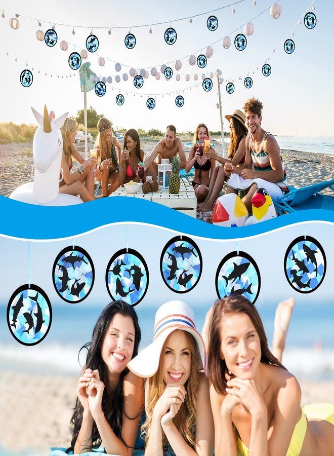 Tinlade 24 Set Summer Shark Crafts Under The Sea Shark Tissue Paper Suncatcher Craft Kit DIY Beach Ocean Animal Hanging Ornaments Make Your Own Window Decor Summer Classroom Party Decoration Supplies - Image 4