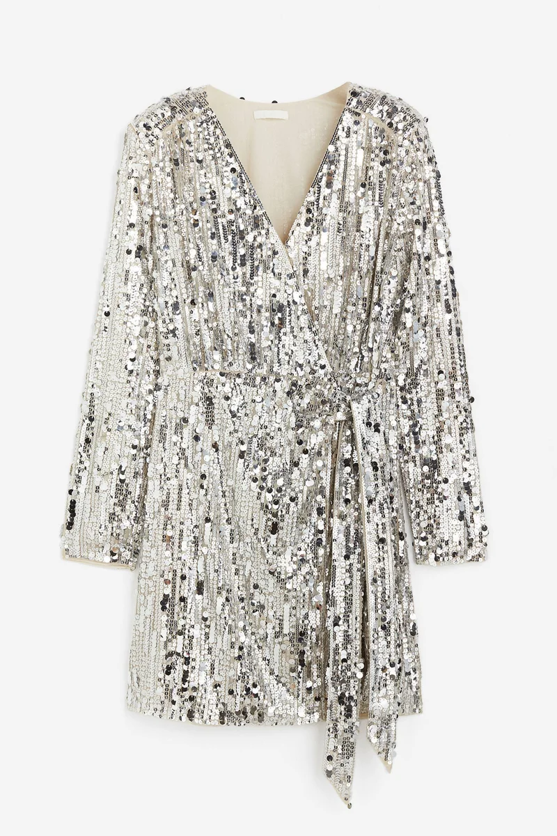 H&M Sequined Wrap Dress