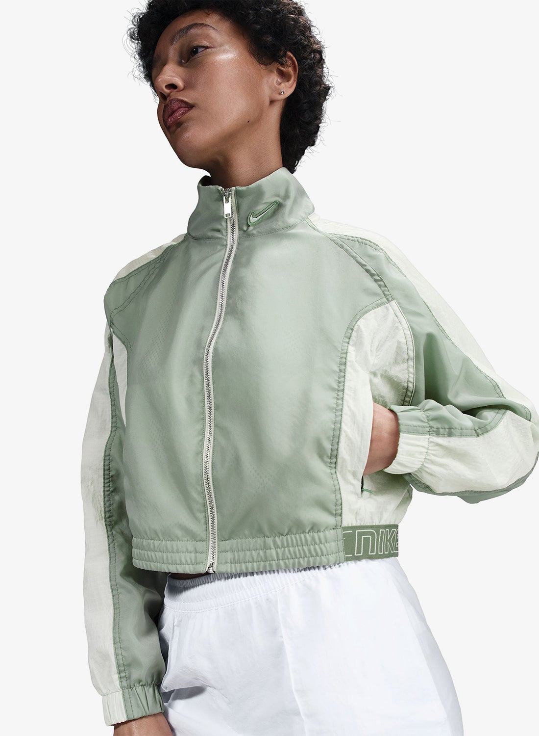 nike air woven jacket green