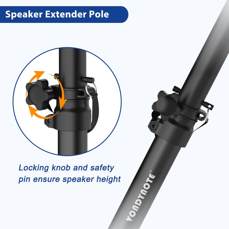 Vondynote Set of 2 Speaker Poles for Subwoofer Extended Speaker Pole Only Fits Subwoofers with 35mm Pole Mount, 32.8"-51.1" Height Adjustable - Image 4