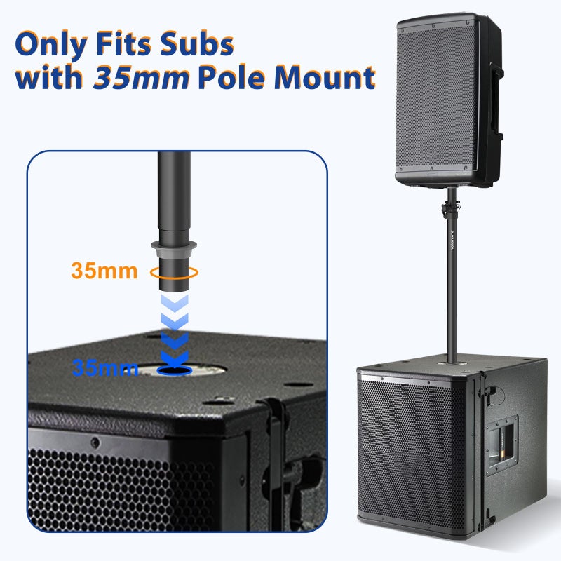 Vondynote Set of 2 Speaker Poles for Subwoofer Extended Speaker Pole Only Fits Subwoofers with 35mm Pole Mount, 32.8"-51.1" Height Adjustable - Image 5