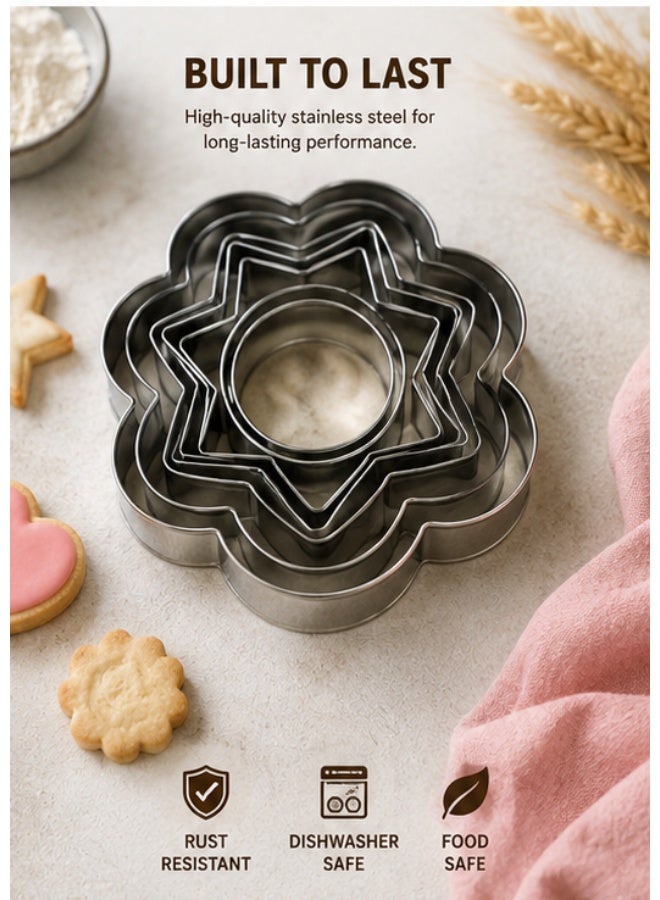 4-Piece Stainless Steel Cookie Cutter Set – Assorted Shape Biscuit, Pastry & Fondant Cutters for Cookies, Dough, Cake Decorating, Sandwiches, Fruits & Vegetables - Image 4