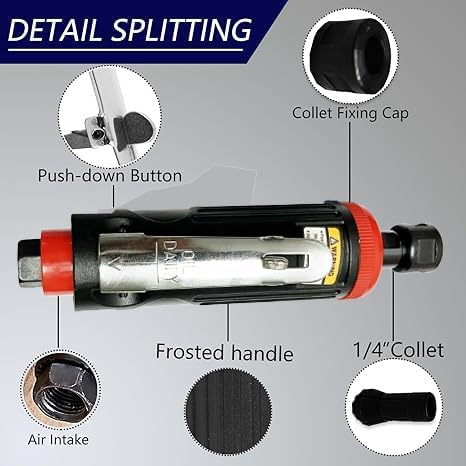 Inditrust High-Speed Polishing Pneumatic Die Grinder in a BOX with 10 pc stone Micro Air Die Grinder Tools Great Grinding Gas Tire Grinding Machine Polishing Machine - Image 2