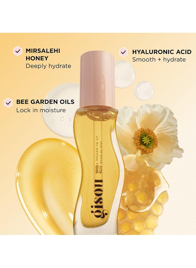 Gisou Honey Infused Lip Oil Honey Gold, Nourishing Moisturizer For Dry Lips, High Shine, Smooth Finish, Clear Golden Glow, Hydrating & Nourishing Lip Treatment (0.27 Oz / 8 Ml)