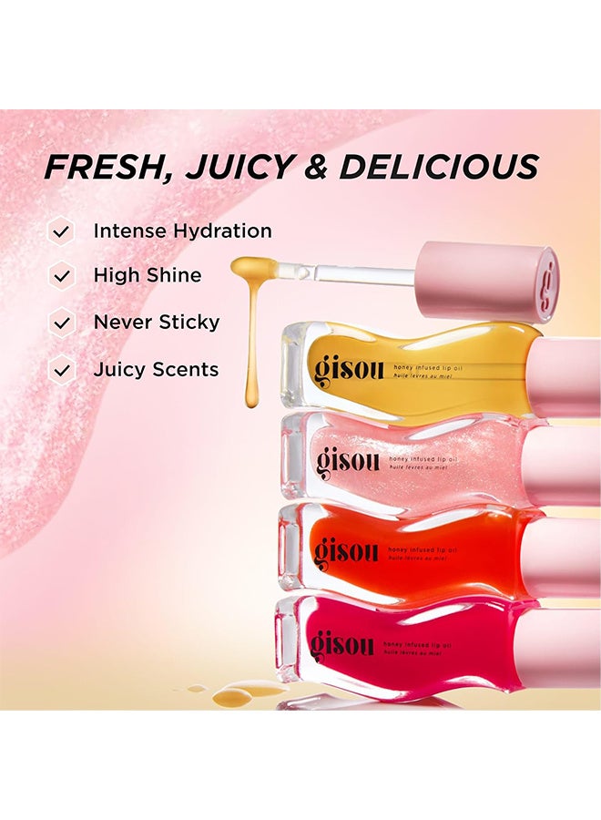 Gisou Honey Infused Lip Oil Honey Gold, Nourishing Moisturizer For Dry Lips, High Shine, Smooth Finish, Clear Golden Glow, Hydrating & Nourishing Lip Treatment (0.27 Oz / 8 Ml)