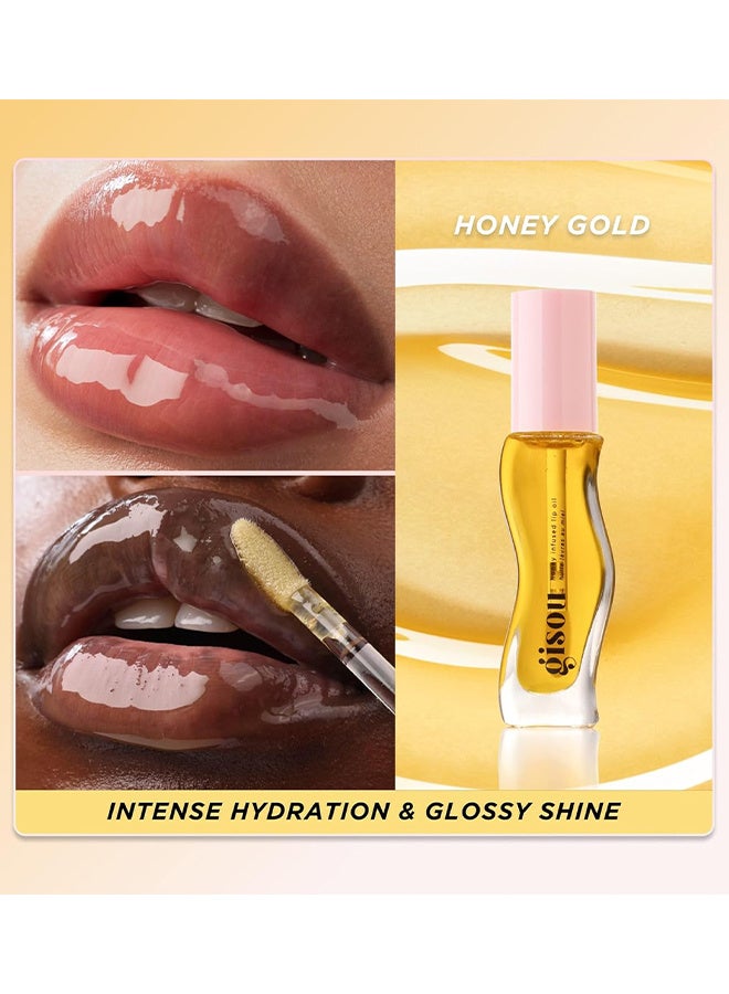 Gisou Honey Infused Lip Oil Honey Gold, Nourishing Moisturizer For Dry Lips, High Shine, Smooth Finish, Clear Golden Glow, Hydrating & Nourishing Lip Treatment (0.27 Oz / 8 Ml)