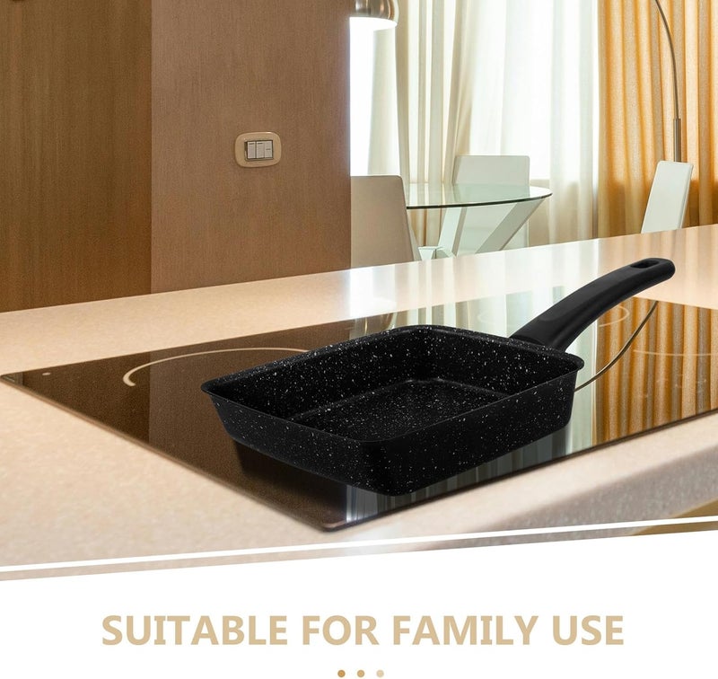Japanese Tamagoyaki Nonstick Egg Pan Small Rectangular Skillet Black with Handle, Pancake and Steak Frying Pan for Kitchen Cooking - Image 3