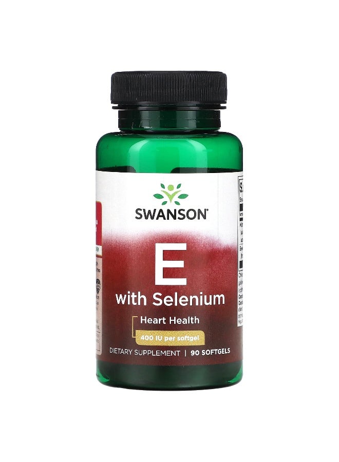 سوانسون، فيتامين E مع السيلينيوم، 400 وحدة دولية، 90 كبسولة لينة
