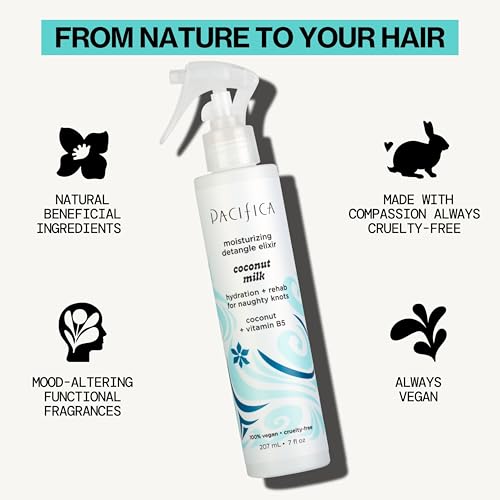 Pacifica Coconut Milk Hair Detangler Spray - Leave In Conditioner Spray, Detangling Elixir Suitable for All Types, Fine and Curly Hair Products, Smoothing, Moisturizing, and Anti-Frizz - 207 mL - Image 4