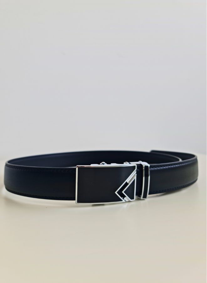 Men's Leather Belt, Adjustable Ratchet Belt Automatic Buckle - Image 1