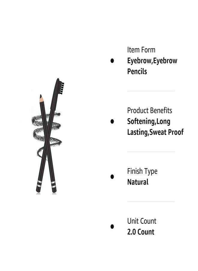 Calitate24 Eyebrow Pencil Black Eyebrow Filling Pen with Brush, 2-1 Black and Brown Brow Define Pencil Brush Waterproof, Sweat Proof Eyeliner Shaping and Filling Pencil Eye Makeup Tools, Pack of 2 - Image 3