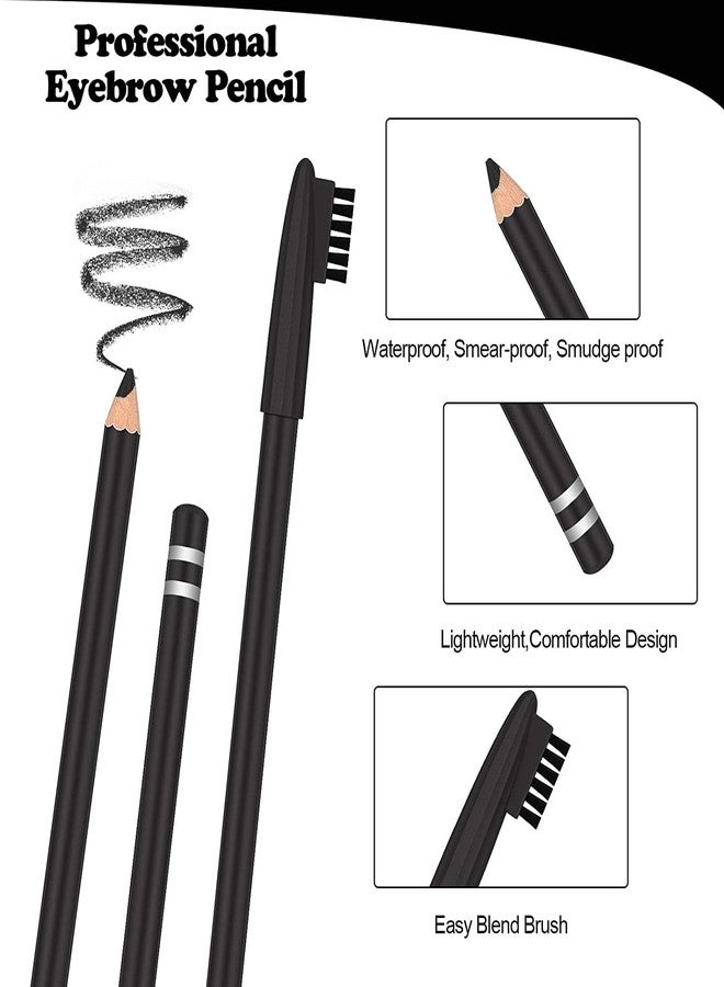 Calitate24 Eyebrow Pencil Black Eyebrow Filling Pen with Brush, 2-1 Black and Brown Brow Define Pencil Brush Waterproof, Sweat Proof Eyeliner Shaping and Filling Pencil Eye Makeup Tools, Pack of 2 - Image 2
