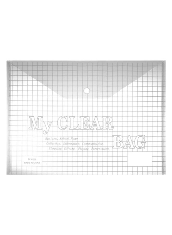 PARTNER My Clear Bag with Button A4 Size ( 1 Pkt = 12 Pcs ) - Image 1