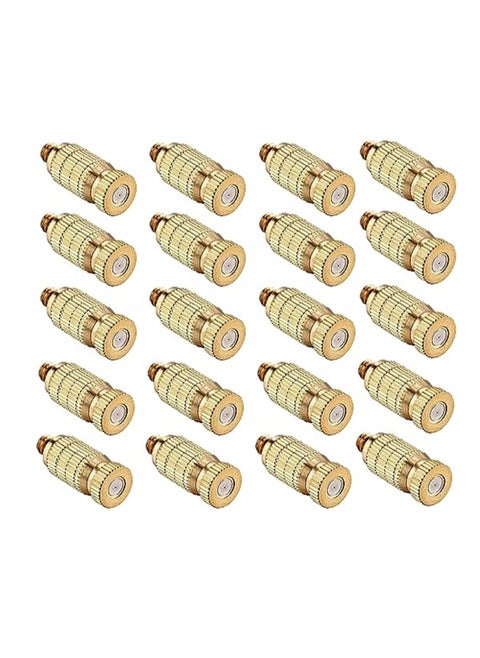 High Pressure Atomizer Nozzle, Garden Brass Misting Nozzles for Outdoor Cooling System, Landscaping, Greenhouse Irrigation, Air Humidification, Anti-Drip Fogging Spray Head, 0.3mm, 20 Pcs