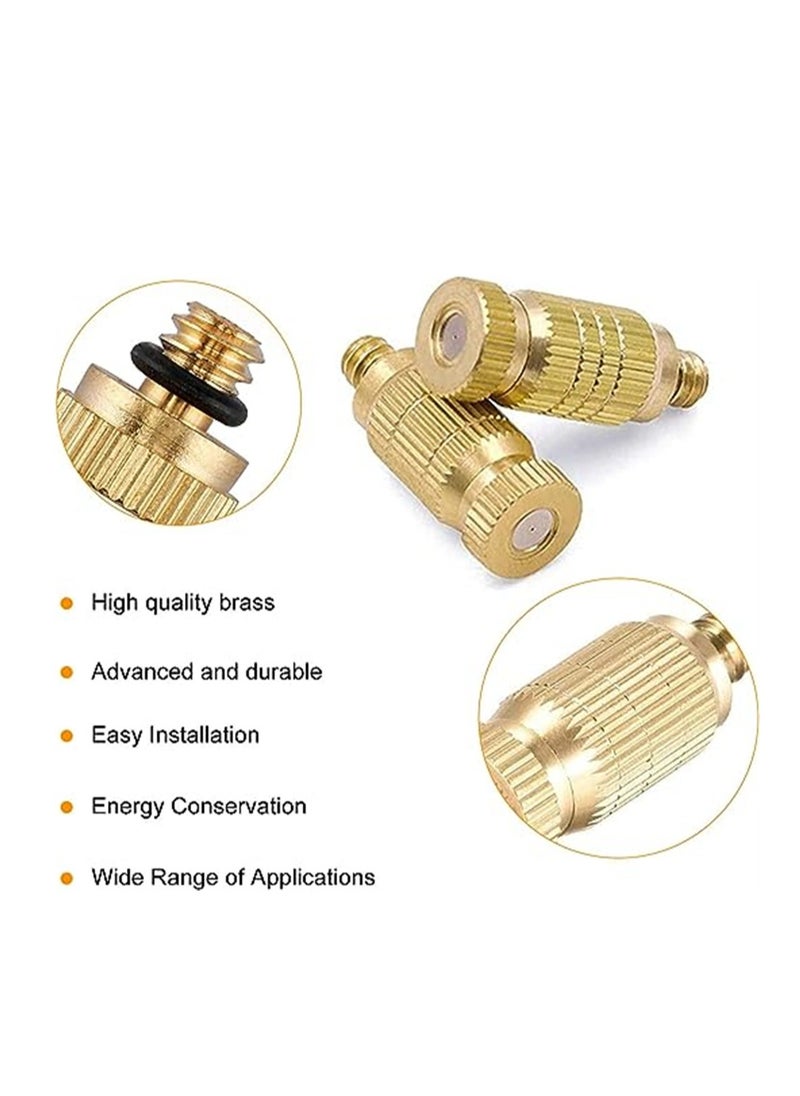 High Pressure Atomizer Nozzle, Garden Brass Misting Nozzles for Outdoor Cooling System, Landscaping, Greenhouse Irrigation, Air Humidification, Anti-Drip Fogging Spray Head, 0.3mm, 20 Pcs