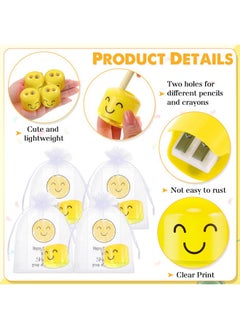 Maitys 50 Sets Motivational Gifts Smile Face Pencil Sharpeners Crayon Sharpener Inspirational Card Organza Bag Stocking Stuffers For Class From Christmas Student Gifts Teacher  - Image 3