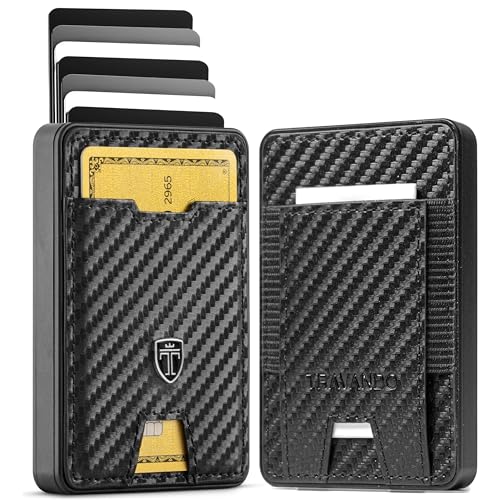 TRAVANDO Swype Slim Wallet for Men Metal RFID Blocking Mens Wallet Card Case (Carbon) - Image 1