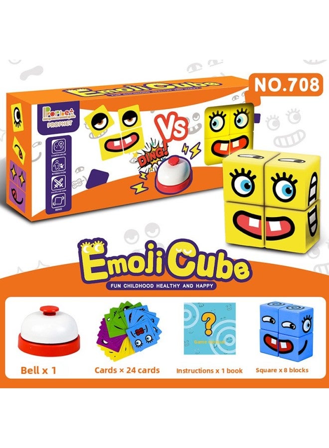Cross-border Amazon Children's Double Battle Face-changing Expression Rubik's Cube Building Blocks Early Education Benefit Intelligence Shake Tone Explosive Toys