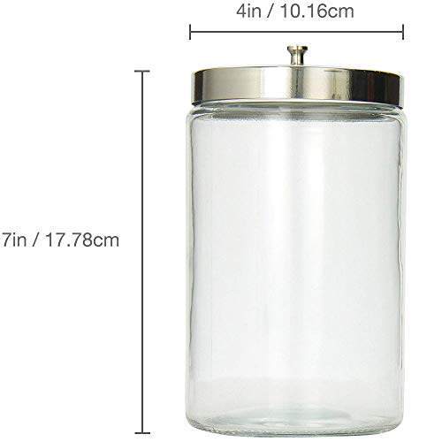 MABIS Decorative Storage Apothecary Clear Glass Jar for Kitchen, Bathroom or Laundry Organization, Medical Sundry Jar with Metal Lid, 4.1 x 3.9 x 7 inches - Image 4