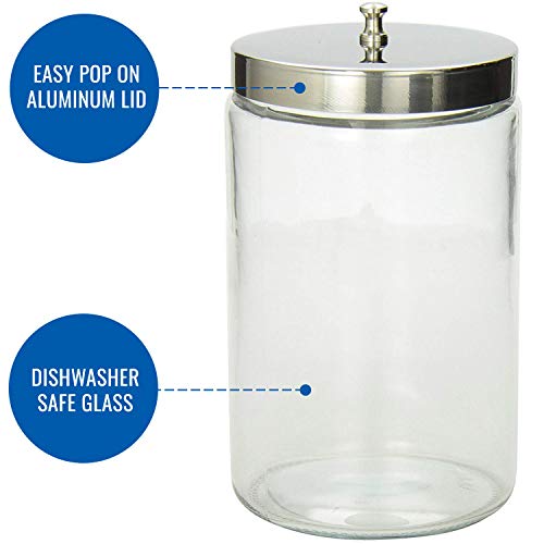 MABIS Decorative Storage Apothecary Clear Glass Jar for Kitchen, Bathroom or Laundry Organization, Medical Sundry Jar with Metal Lid, 4.1 x 3.9 x 7 inches - Image 3