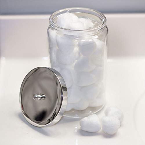 MABIS Decorative Storage Apothecary Clear Glass Jar for Kitchen, Bathroom or Laundry Organization, Medical Sundry Jar with Metal Lid, 4.1 x 3.9 x 7 inches - Image 5