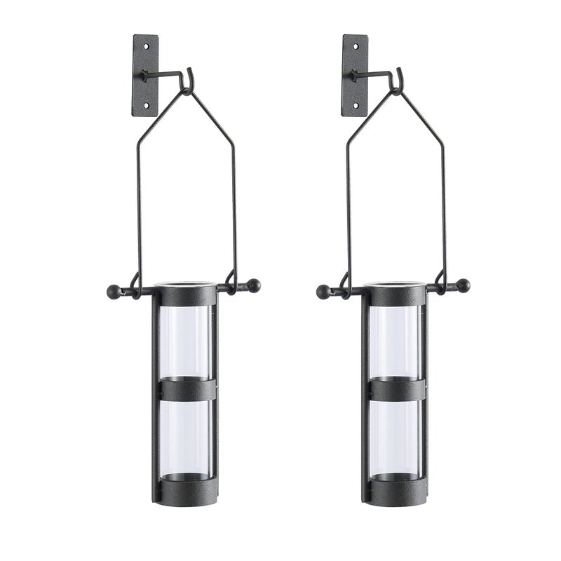 Danya B Danya B QB1022 Modern Home Dcor  Wall Mount Hanging Glass Cylinder Vase Set with Metal Cradle and Hook 