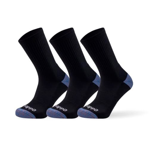 Oddball Men’s Performance Crew Socks XXL (Size 15-18) | 3-Pack Large Athletic Socks with COOLMAX Cotton Blend, Arch Support & Seamless Toe, Black - Image 4