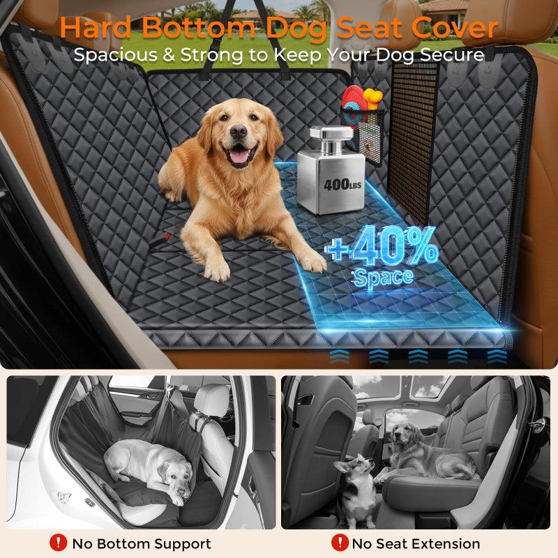 URPOWER Dogs Back Seat Extender with Non-Slip Blanket, 2 in 1 Hard Bottom Dog Car Seat Cover & Removable Dog Car Bed Mat, Waterproof Dogs Hammock for Car and SUV, Pet Rear Seat Protector Holds 400lbs - Image 2