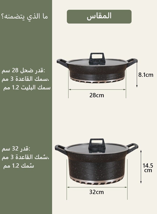 X spring 10-Piece Kitchen Cookware set, Casserole Set And Frying Pan With Non Stick Cookware sets ,Finish Glass lid PFOA-Free  20-24-28-32 cm (Deep Stockpot) + 28 cm (Shallow Stockpot)（Black） - Image 5