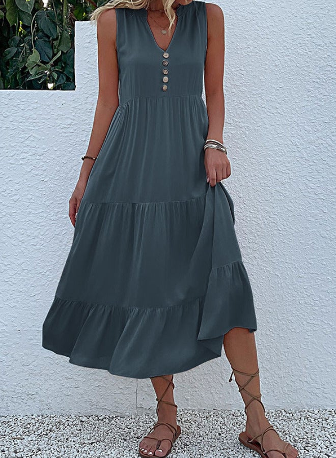 Yailla Summer Vest Skirt Sleeveless Loose Casual Dress 