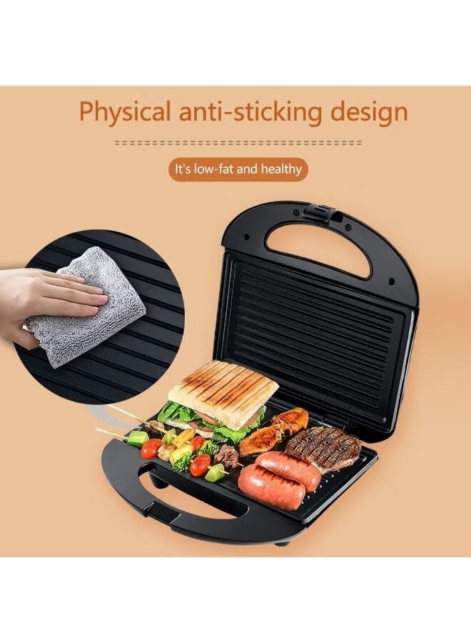 sokany 2-in-1 Sandwich Maker with Interchangeable Non-Stick Grill Plates 750W, Compact Electric Sandwich Toaster with Indicator Lights, Fast Heating Breakfast Grill for Toast, Panini & Quick Snacks, Model KJ-105 Black - Image 3