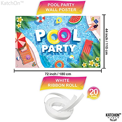 KatchOn, XtraLarge Pool Party Backdrop - 72x44 Inch | Pool Party Banner for Pool Party Decorations | Summer Backdrop for Summer Party Decorations | Pool Party Birthday Decorations, Pool Party Sign - Image 2