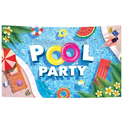 KatchOn, XtraLarge Pool Party Backdrop - 72x44 Inch | Pool Party Banner for Pool Party Decorations | Summer Backdrop for Summer Party Decorations | Pool Party Birthday Decorations, Pool Party Sign - Image 1