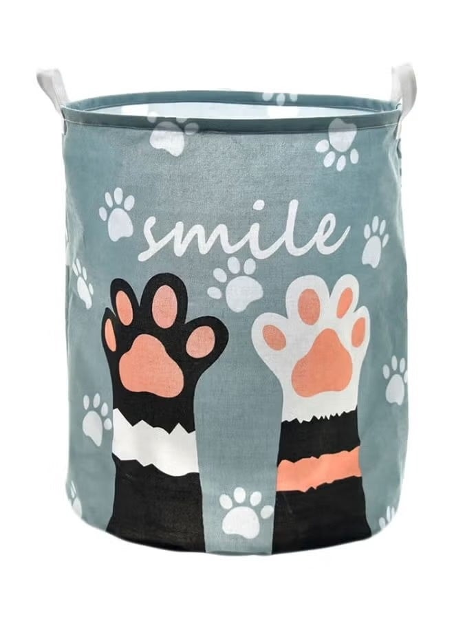 Cute Palm Printed Rounded Storage Basket Blue/White/Black 40x50CM - Image 1