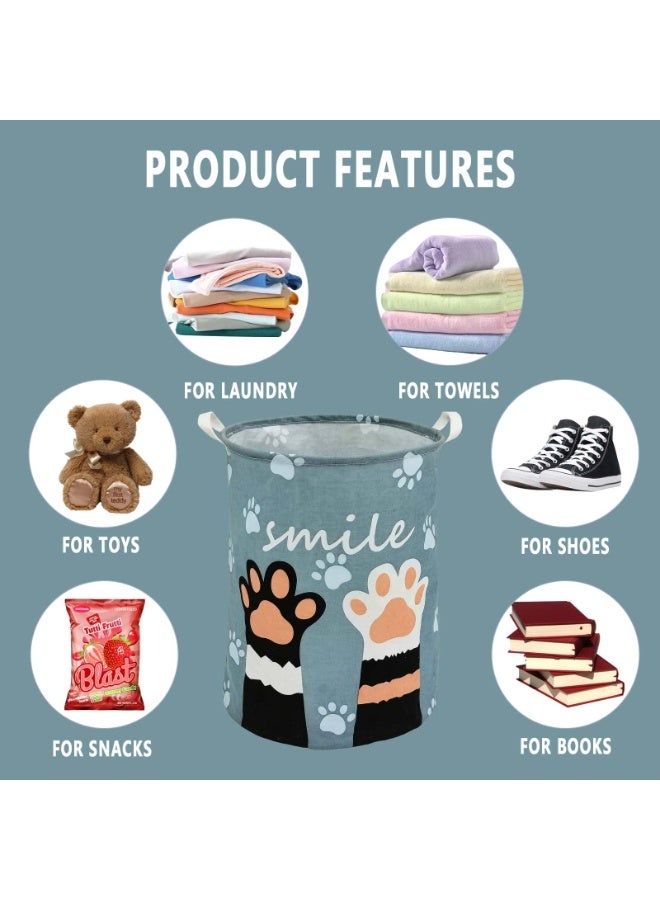 Cute Palm Printed Rounded Storage Basket Blue/White/Black 40x50CM - Image 4