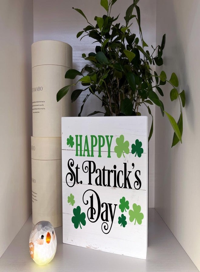 Razpah Happy St. Patrick's Day Sign, Wooden Box Sign Desk Decor, St. Patrick's Day Table Decor, Farmhouse Wood Sign, St. Patrick's Day Decorations for Home Porch Front Door, St. Patrick's Day Gift - Image 4