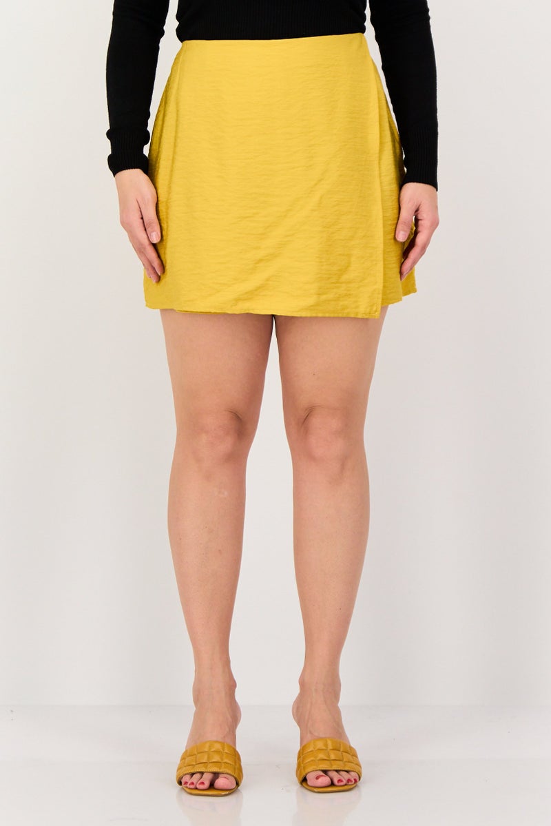 promod Women Solid Basic Skort, Mustard - Image 1
